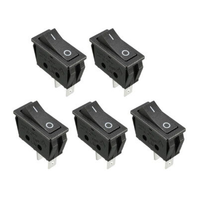 5 PCS AC 250V/16A 125V/16A Snap In Boat Rocker Switch SPST On/Off Black