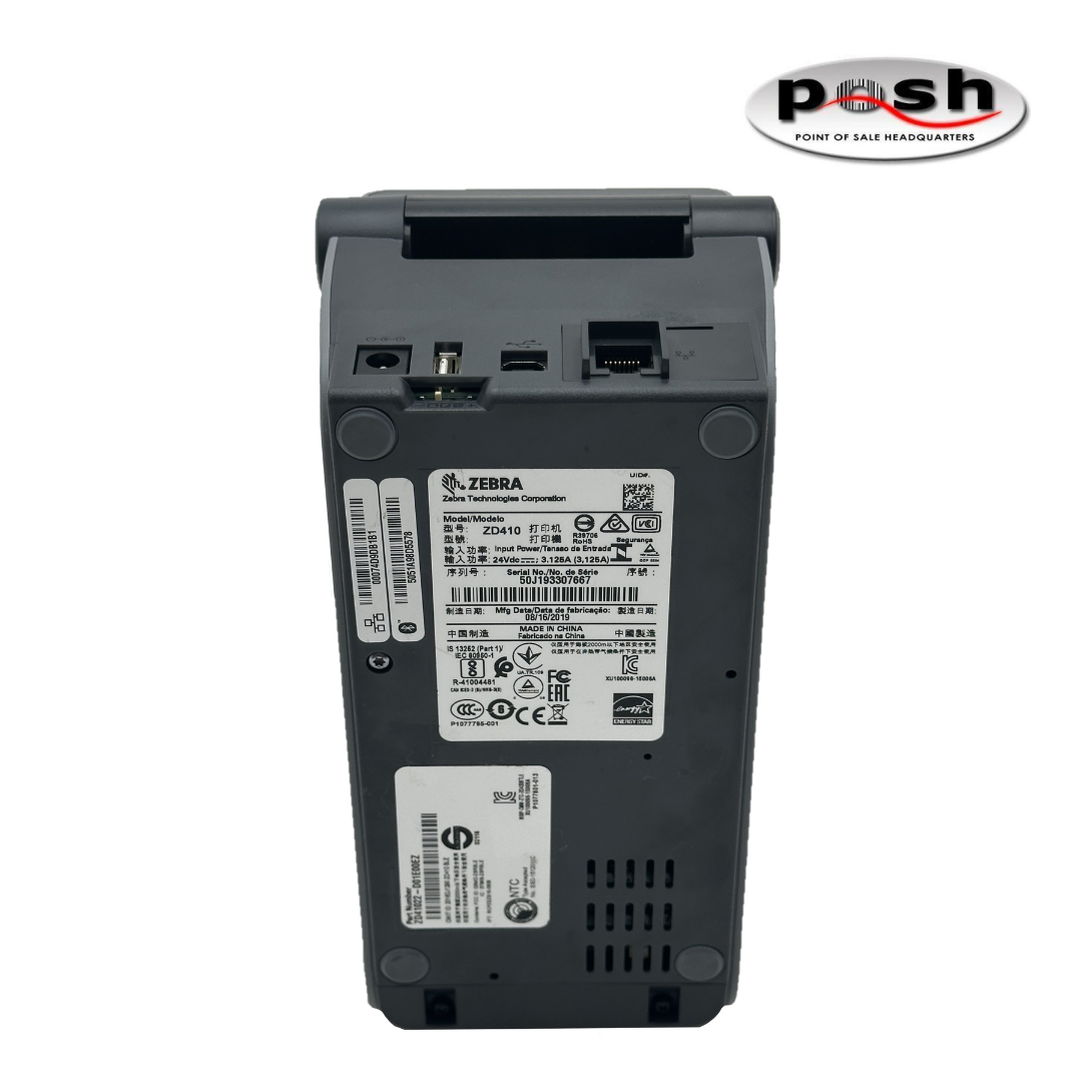 Zebra ZD410 Label Printer Bluetooth USB w/ OEM Power Supply ZD41022