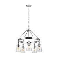Pendelleuchte HäNgelampe Deckenlampe Chrome Eisen Glas Esszimmerleuchte D 72,7Cm