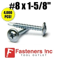 INTERCORP M87Z #8 x 1-5/8 Self Drilling Modified Truss Head K-Lath Screw (4,000)