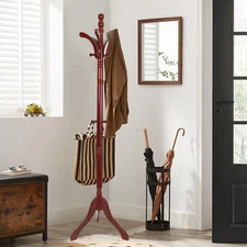 Retro Curved Solid Wood Coat Rack Free Standing Clothes,Hats,Bags Hanger 13Hooks