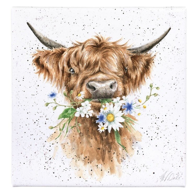 Wrendale Daisy Cow 20cm Canvas - Handmade Animal Wall Art by