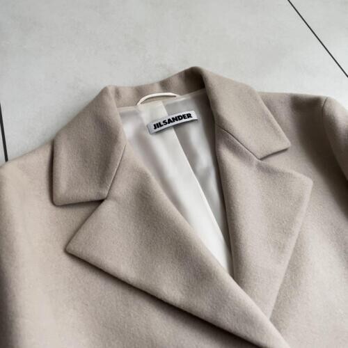 JIL SANDER Cashmere/Angora Blend Wool Chester Coat 34 in
