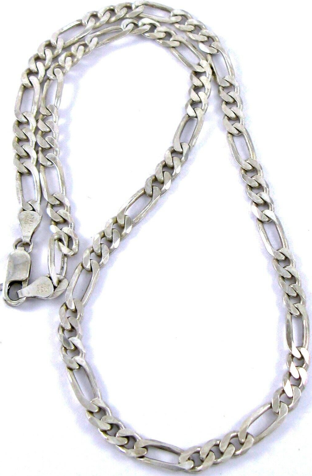 Solid Sterling Silver 925 Figaro 22" Necklace 38.… - image 8