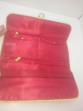 Red  Gold Travel Case Jewelry Storage Organizer Bag Pouch Purse 9x4