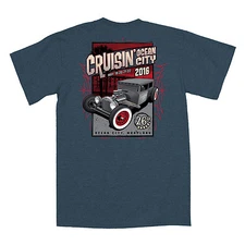 2016 Cruisin official classic car show t-shirt heather navy Ocean City Maryland