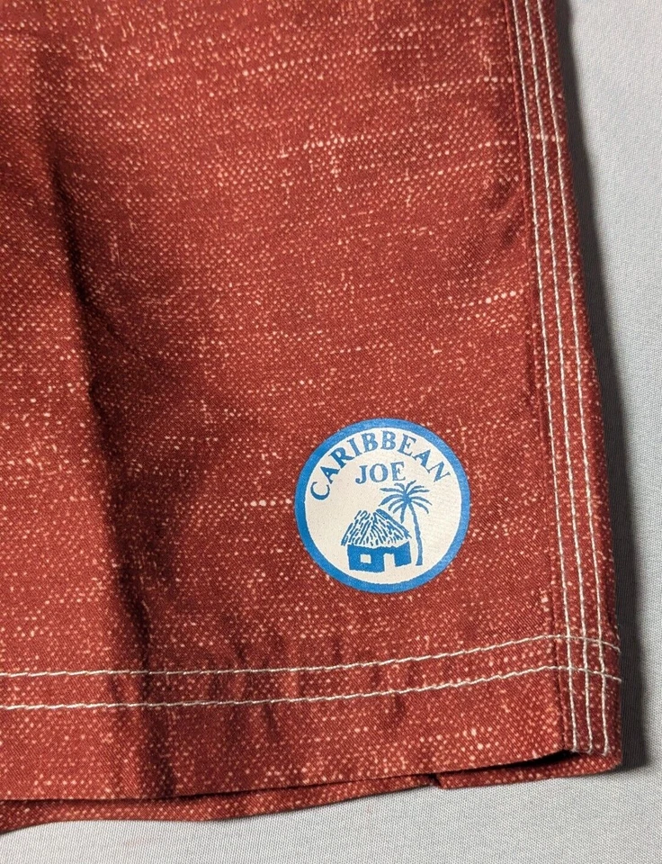 CARIBBEAN JOE Men Large Burnt Brown Built In Brief Drawstring 7" Swim Trunks - Image 2 of 4