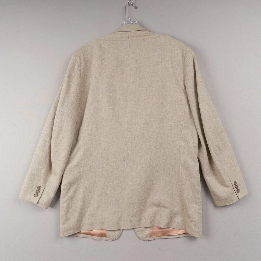 Abrigo deportivo Claiborne Blazer para hombre 42L beige mezcla de lino 3 botones Foto 3 de 4