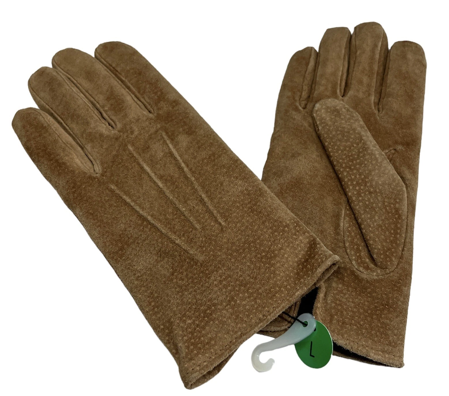 🆕 Womens ISOTONER Genuine Leather Brown Gloves With Fleece Liner Size Large NEW