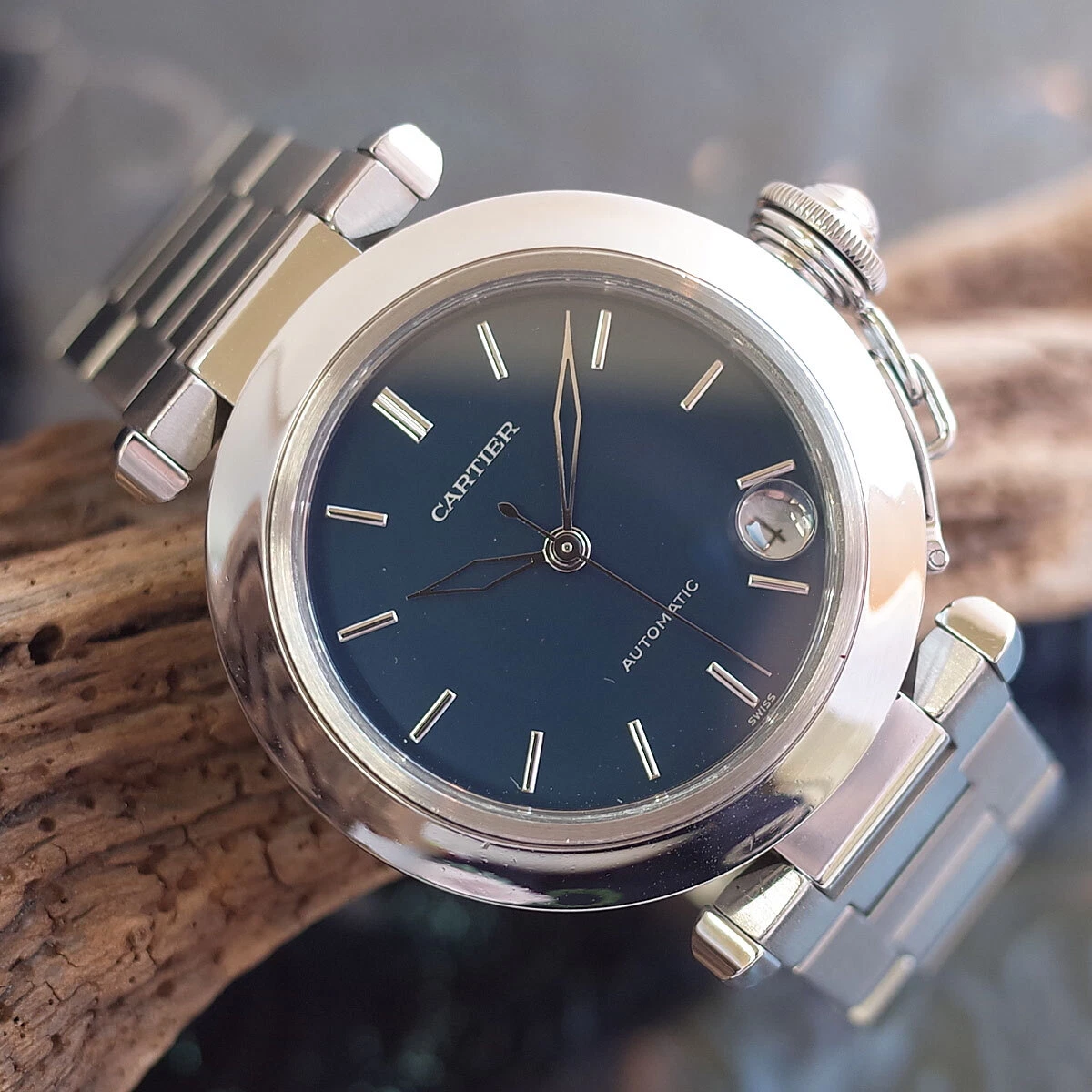 CARTIER Pasha C W31014M7 Rare skeleton needle blue dial Blue 