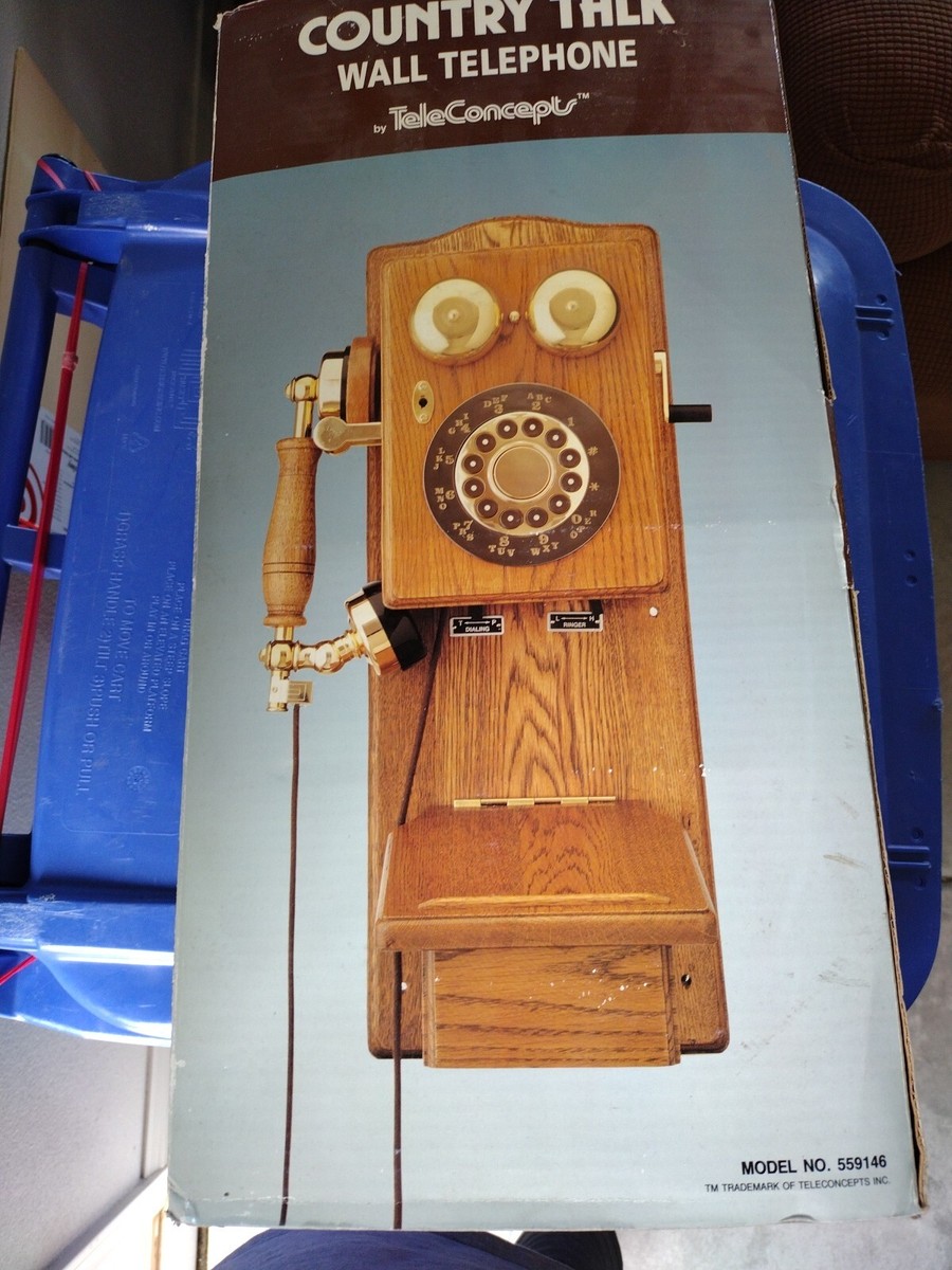 Teleconcepts Country Talk Antique Wall Crank Phone Wood And Brass