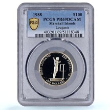 Marshall Islands 100 dollars Greg Louganis Perfect 10 PR69 PCGS gold coin 1988