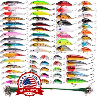 84 PACK Nuevos Señuelos de Pesca de Minnow para Agua Fresca, Agua Salada NEW US