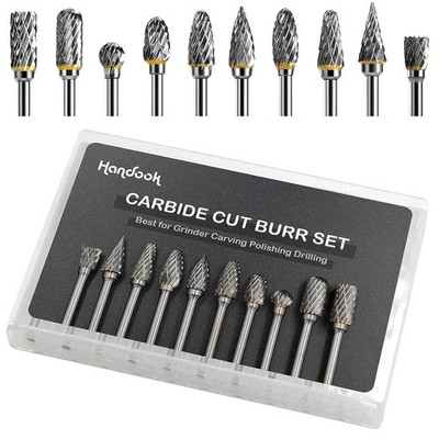 Carbide Burr Set Tungsten 10PCS Double Cut Grinding Head 1/4 In Die Grinder Bits