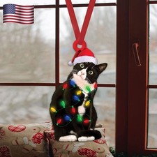 Christmas Cat Animal Pendant Christmas Tree Decor Pendant Party Hanging Ornament