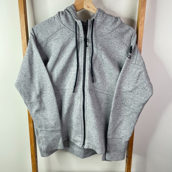 Adidas Stadium Hoodie Sweatshirt Womens Small 8-10 Grey Full Zip Athleisure
