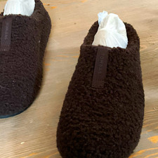 Bombas Sunday Slipper Brown Sherpa Faux Fur Memory Foam Rubber Sole Size 8