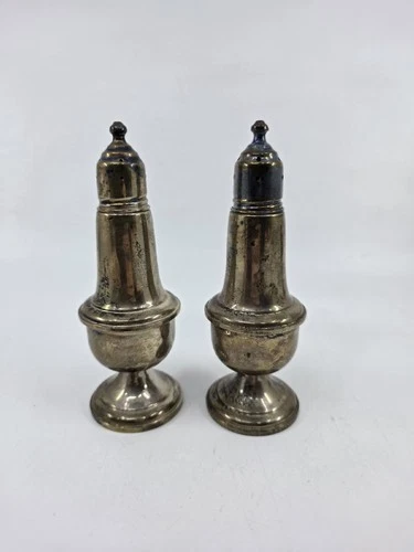 Reed & Barton Sterling Silver 5” Salt & Pepper Shakers #49 Weighted & Reinforced