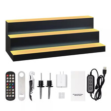 30 In. LED Lighted Liquor Bottle Display, 3-Tier Bar Shelf with RF Remote, App C
