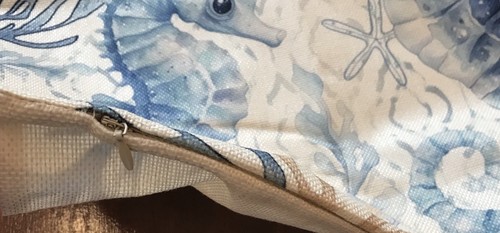 "Funda de almohada costera para el hogar azul caballitos de mar peces coral vida marina ~ 18x18"" nueva sin etiquetas" - Imagen 7 de 10