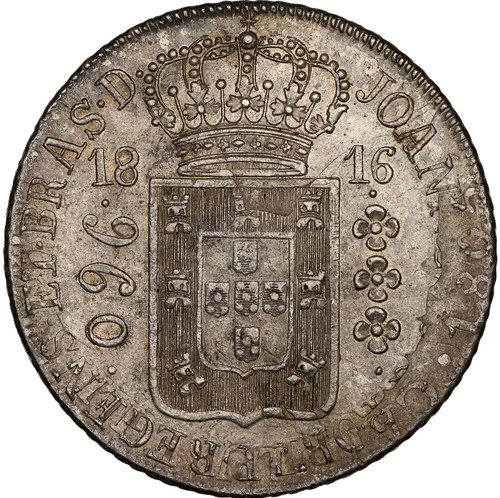 Brazil João Prince Regent 960 Reis 1816-R NGC MS-61 Rio! Overstruck on 8 Reales