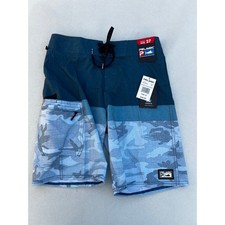 Pelagic Youth Size 27 Board Shorts Blue Water Fish Camo Stacked Surf Trunks