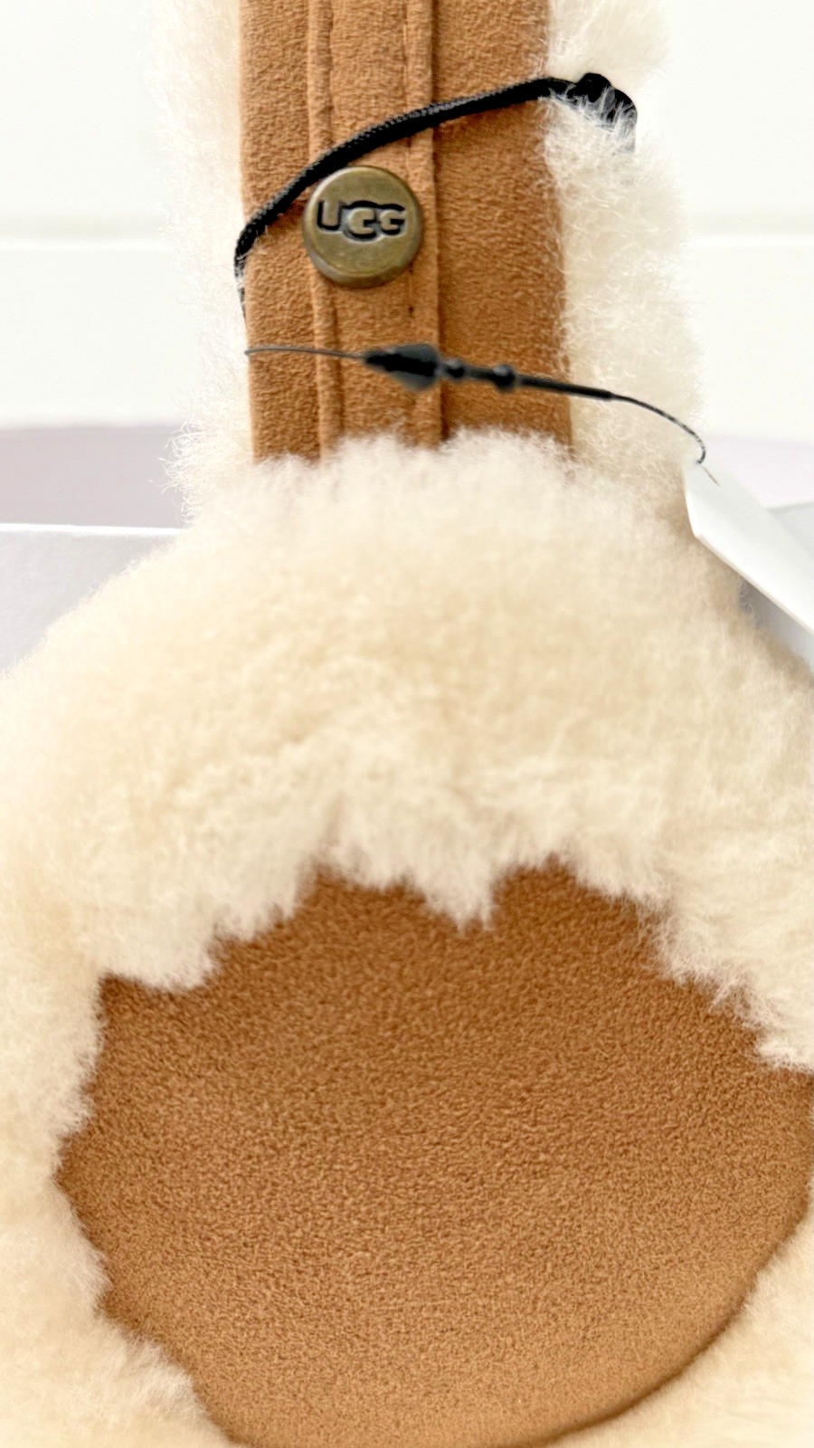 UGG Australia Camel Shearling Sherpa Ear Muffs Adjustable Winter NWT image 3