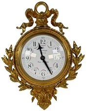 Antique Paul Garnier French Louis XVI Gilt Bronze Ormolu Small Cartel Wall Clock