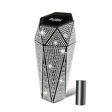 Bling Car Trash Can with Lid, Cup Holder Mini Trash Can for 1 Silver Diamond