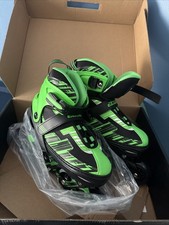 ECOO Adjustable Inline Skates Roller Blades Kids Light up Wheels Neon Green New