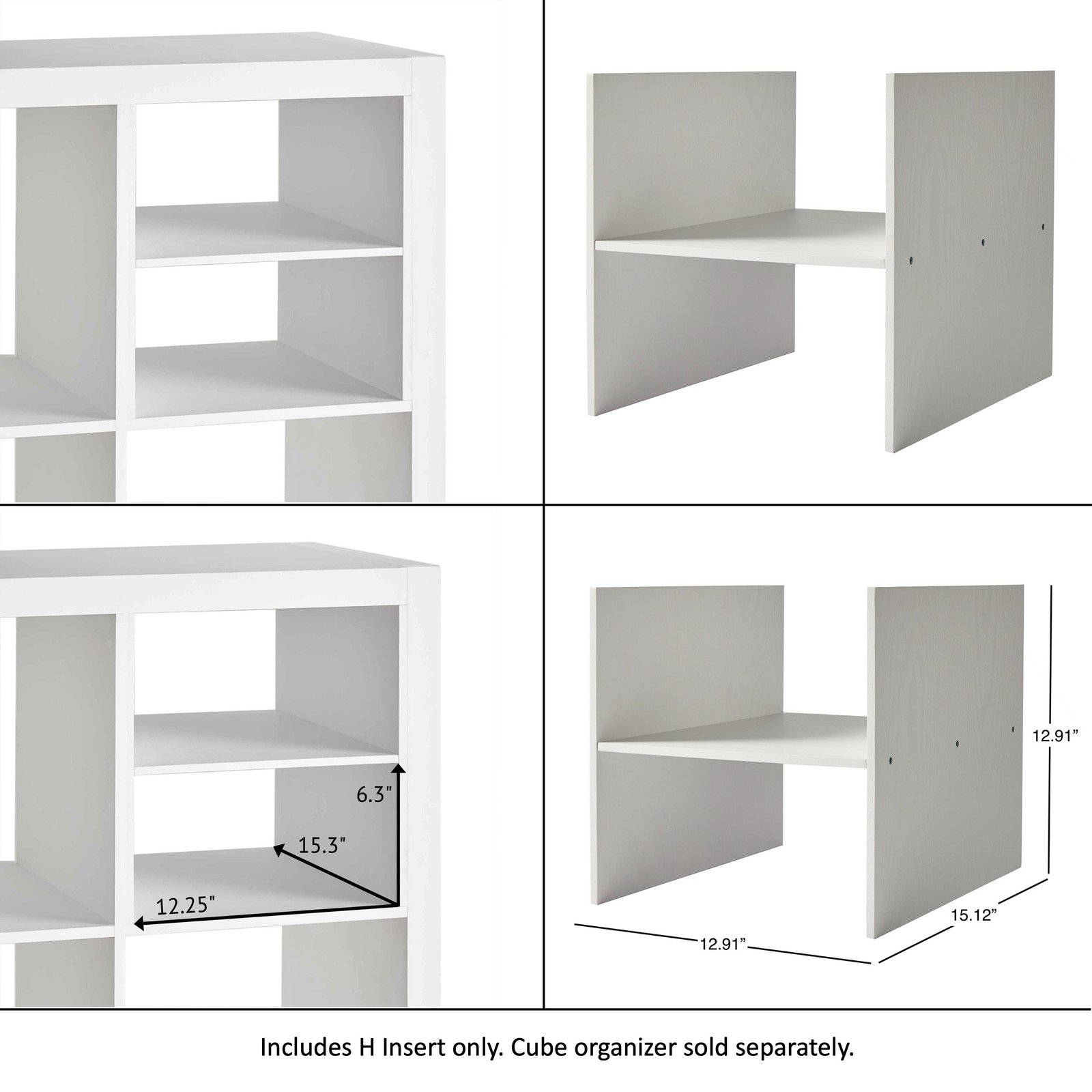 Hot,Better Homes & Gardens H Shelf Insert for Cube Organizers, White Texture