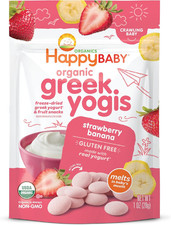 Happy Baby Organics Baby Snacks, Greek Yogis, Freeze Dried Yogurt  Fruit Snacks