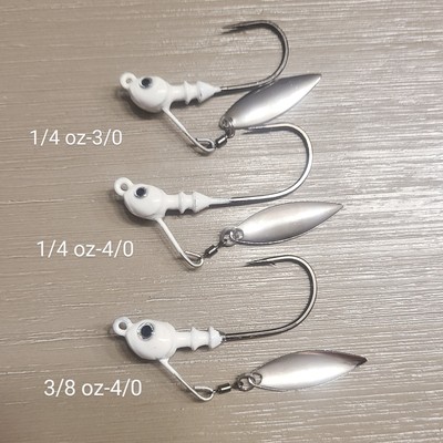 Pk Underspin Jig Head Poison Tail Swimbait Bass Walleye Mustad Blade  Hook