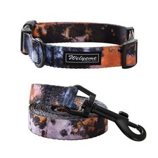 Rainbow Tie Dye Stripe Dog Collar Leash Set Small Medium Large Pet Fits S