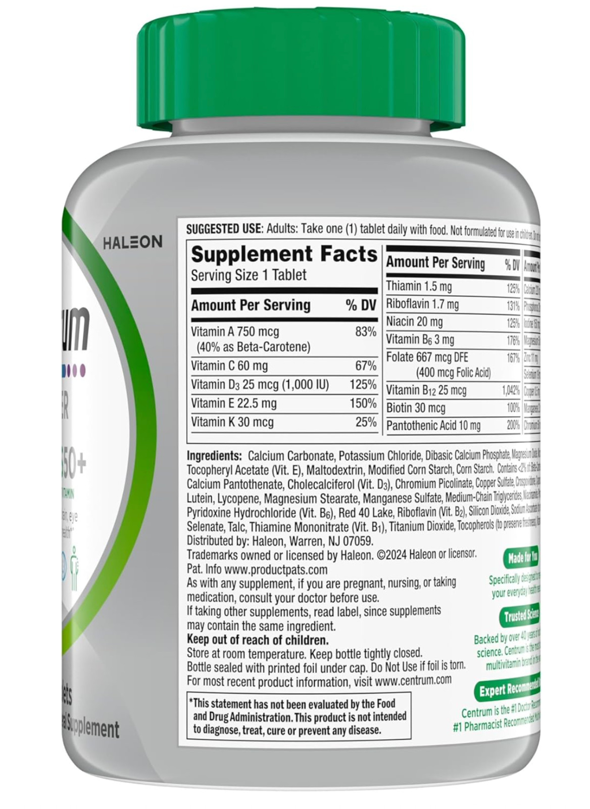 2 pk Centrum Silver Multivitamin for Adults 50 Plus 220 Count Heart/Brain Health