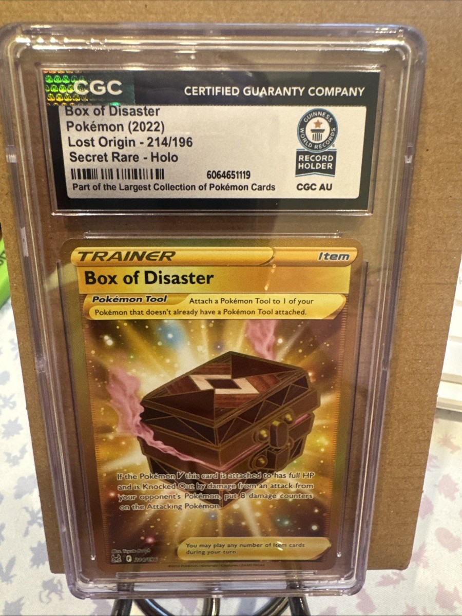 Pokemon TCG Box of Disaster Gold Secret Rare 214/196 SWSH11 Lost Origin  Holo