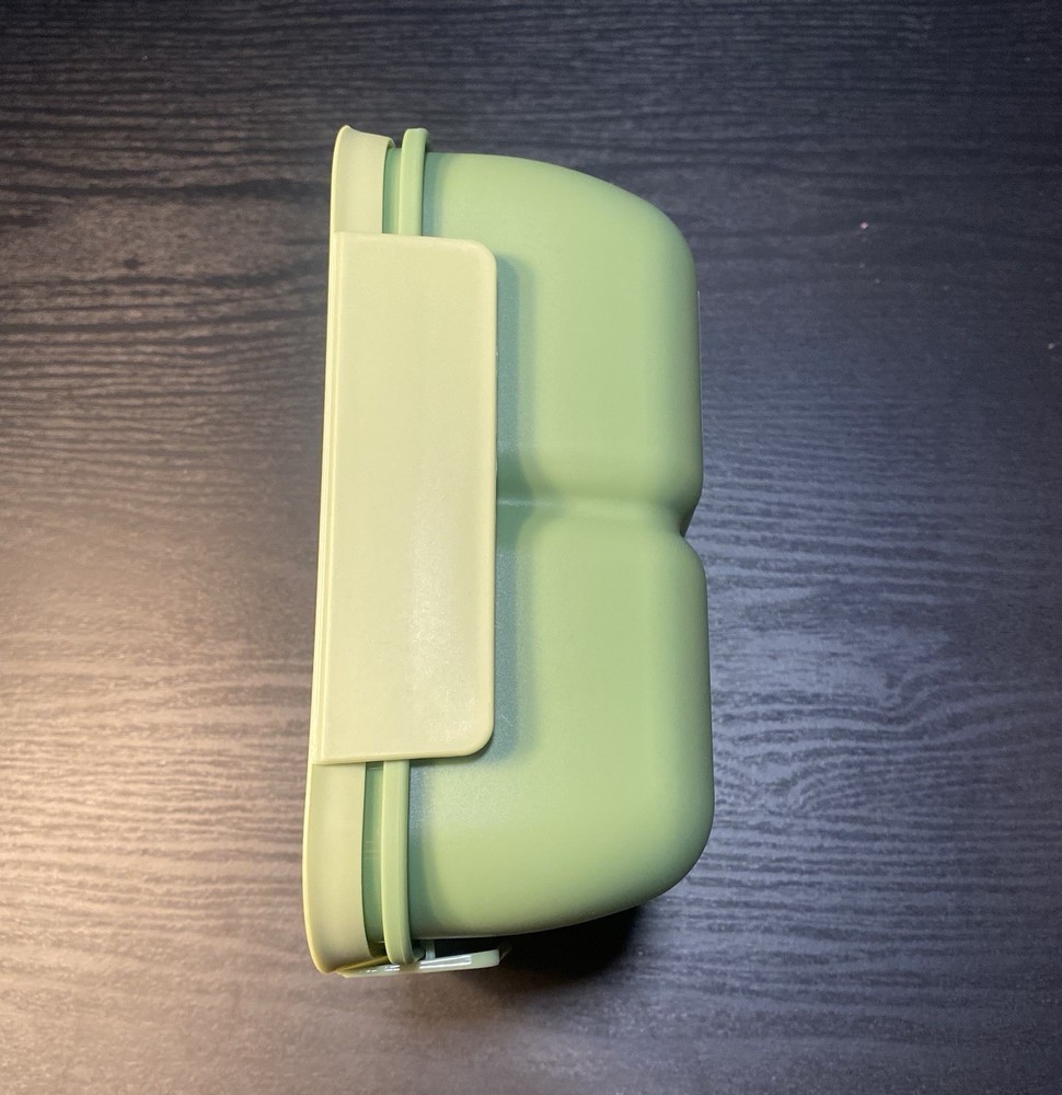 Bento Box Lunch Box Green Layered Sectional Utensils Kit Locking Lid Adults Kids
