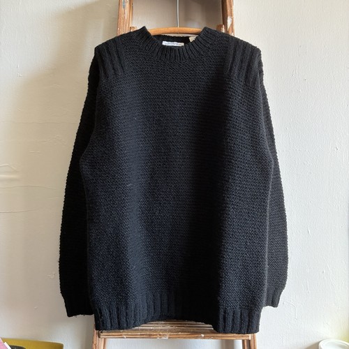 C.P. Company, 1980s CP Company Ideas From Massimo Osti Hand Knit Black Wool Blend Sweater