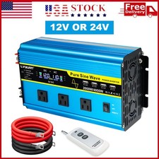 2000W 4000W Pure Sine Wave Power Inverter 12V 24V DC to 110V AC Converter Camp