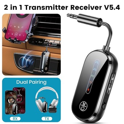 Bluetooth Transmitter Receiver 2-in-1 Wireless AUX Audio Autoradio Adapter V5.4