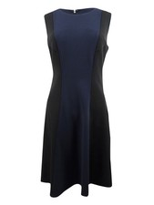 Tommy Hilfiger Women's Colorblocked Fit & Flare Dress (10, Black/Navy)