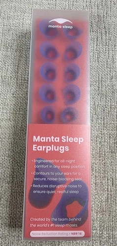 Manta Sleep Enhancing Earplugs Comfortable Purple with Case New in Box