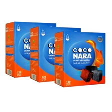 3 Boxes of Coco Nara 120 pcs Flat Hookah Charcoal 100% Coconut Shell Coals