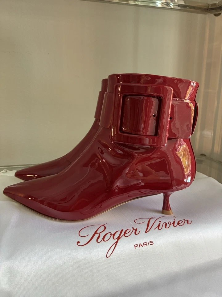 *NUEVO EN CAJA* 💃 Roger Vivier 36 🌶️ Botines de charol rojo 45 mm Foto 4 de 4