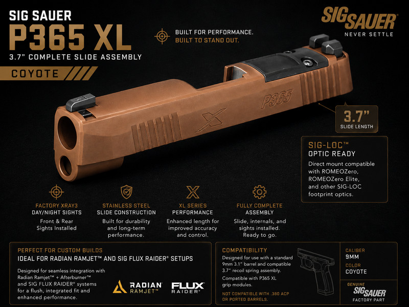 3.7 COYOTE SNAKEBITE - SIG Sauer P365 XL XMACRO SIG-LOC Complete Slide OEM