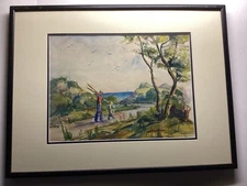 Rosa Travares Silva Massachusetts Watercolor "Going Fishing Cape Cod"