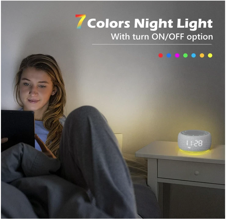 Máquina de Sonido y Despertador, 18 Sonidos, 7 Luces Nocturnas, Temporizador, Volumen 30 Niveles Foto 4 de 4