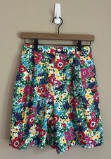 Shorts High Waist Vintage Bright Floral Mom 80s 90s Womens Pleated Size 8