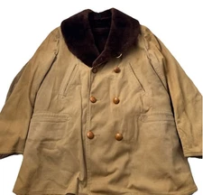 Guitermen Bros Jeep Mackinaw Shawl Collar Coat Sherpa Lined Fits Men’s M 1950’s