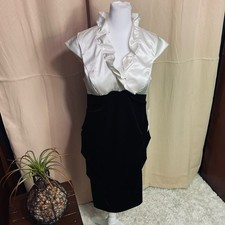 Xscape By Joanna Chen Black and White Ruffle Dress